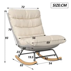 In And OutdoorMatch Schaukelstuhl Sessel Beige mit Rückenlehne
