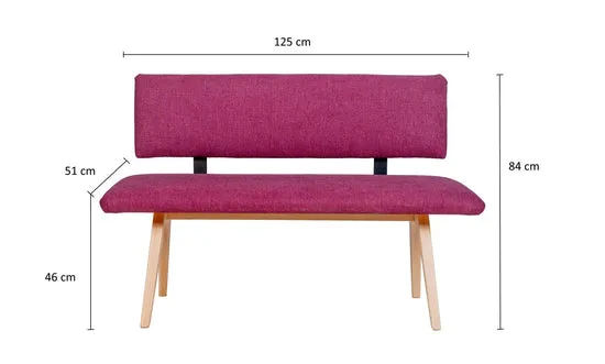 Kundler Home Die Natürliche Sitzbank 125 cm mit Lehne