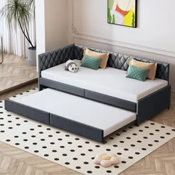 In And OutdoorMatch Schlafsofa Velours 90x200 Grau-Weiß