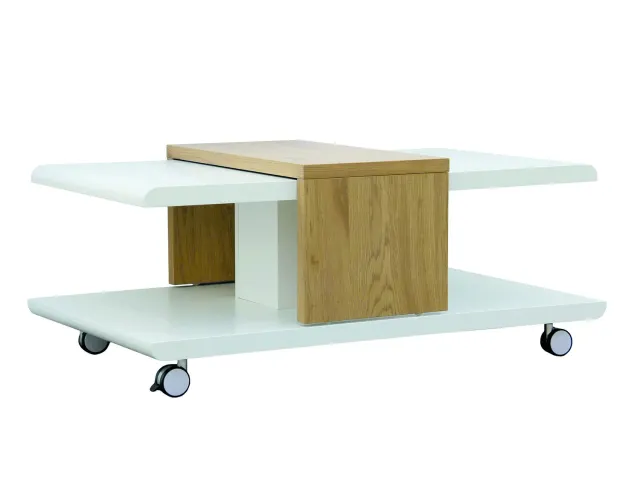 Inter Link Joliet Couchtisch weiß Wildeiche Rollen MDF