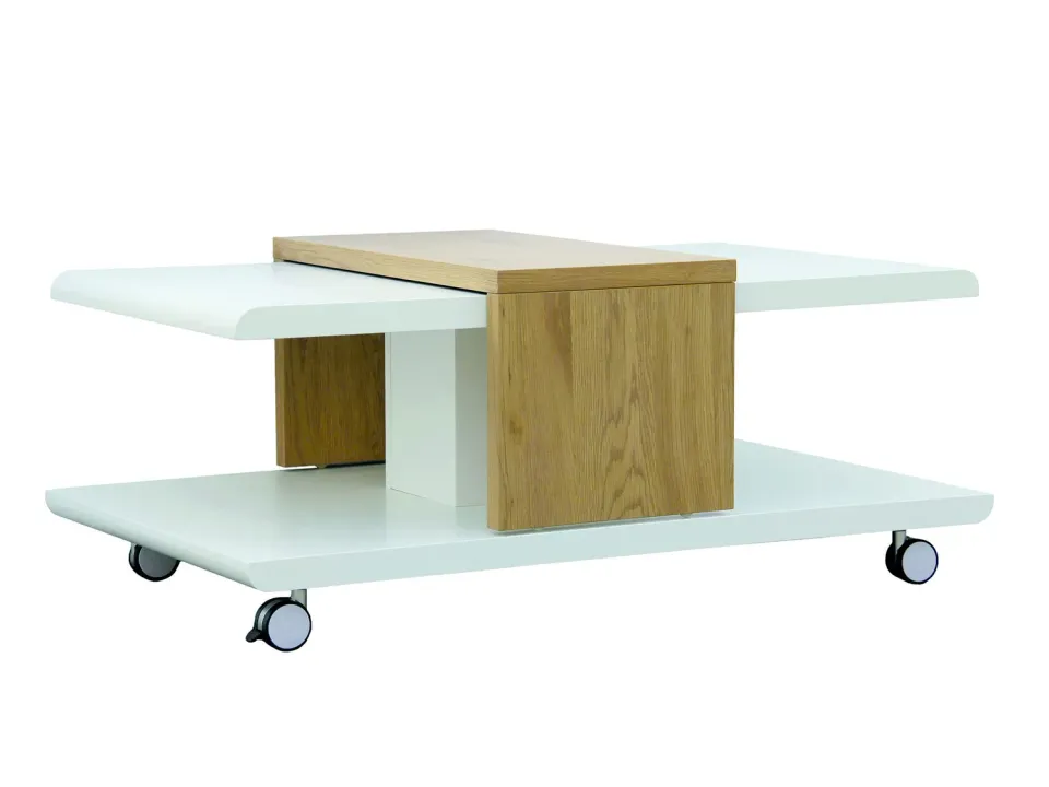 Inter Link Joliet Couchtisch weiß Wildeiche Rollen MDF
