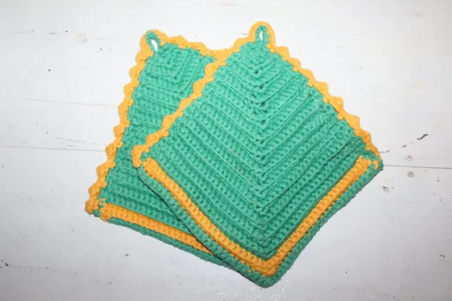 Mon Ami(e) Vintage Gehäkelte Topflappen Paar 14,5 x 14,5 cm