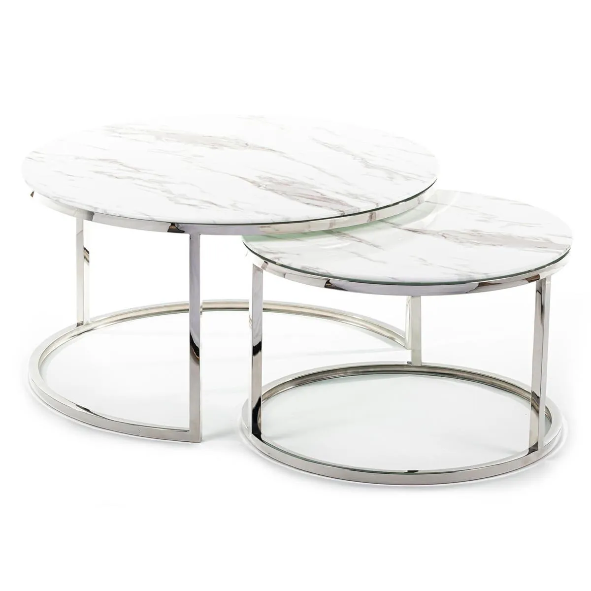 HOWHOMELY Treze Beistelltisch 2er Set Glas