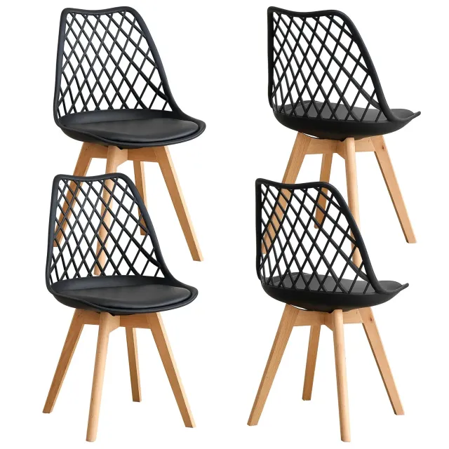 In And OutdoorMatch Esszimmerstühle 4er Set Mesh Holzbeine