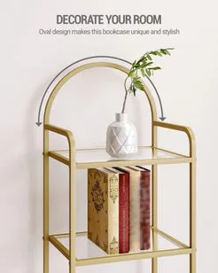 In And OutdoorMatch Bücherregal Glas 5 Böden Gold 155cm