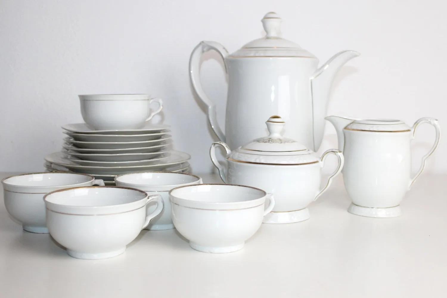 Mon Ami(e) Vintage Goldrand Kaffee-Service für 5 Personen Porzellan