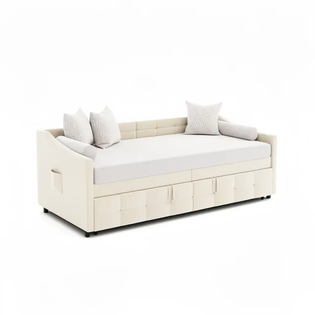 In And OutdoorMatch Schlafsofa 90x200 Samt Creme