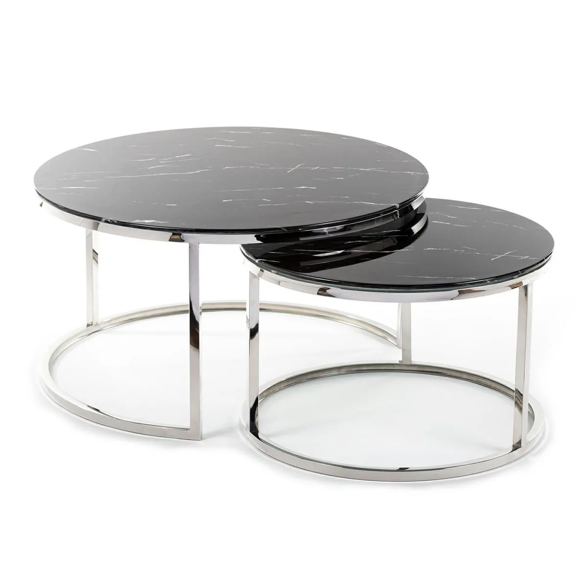 HOWHOMELY Treze Beistelltisch 2er Set Glas