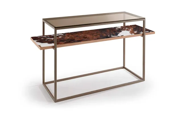 alpina design Vetrama Konsole aus Holz, Glas und Leder