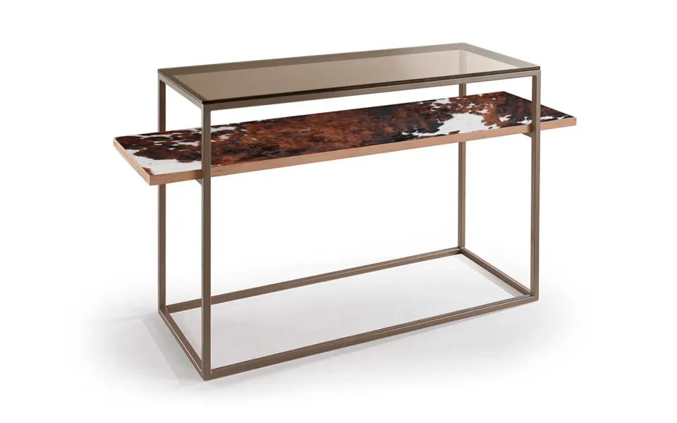 alpina design Vetrama Konsole aus Holz, Glas und Leder