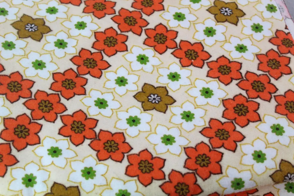 Mon Ami(e) Vintage Retro-Blumen-Stoff Betttücher 2er-Set orange
