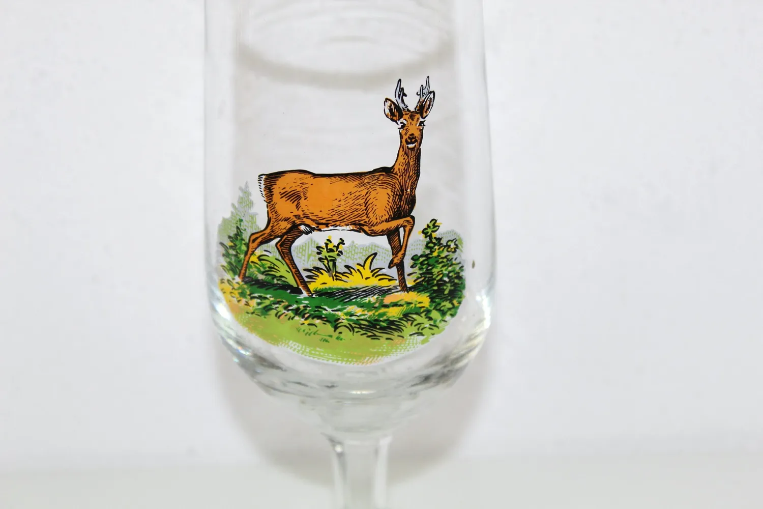 Mon Ami(e) Vintage Handbemaltes Glas mit Jagdmotiv Reh 0,2 l