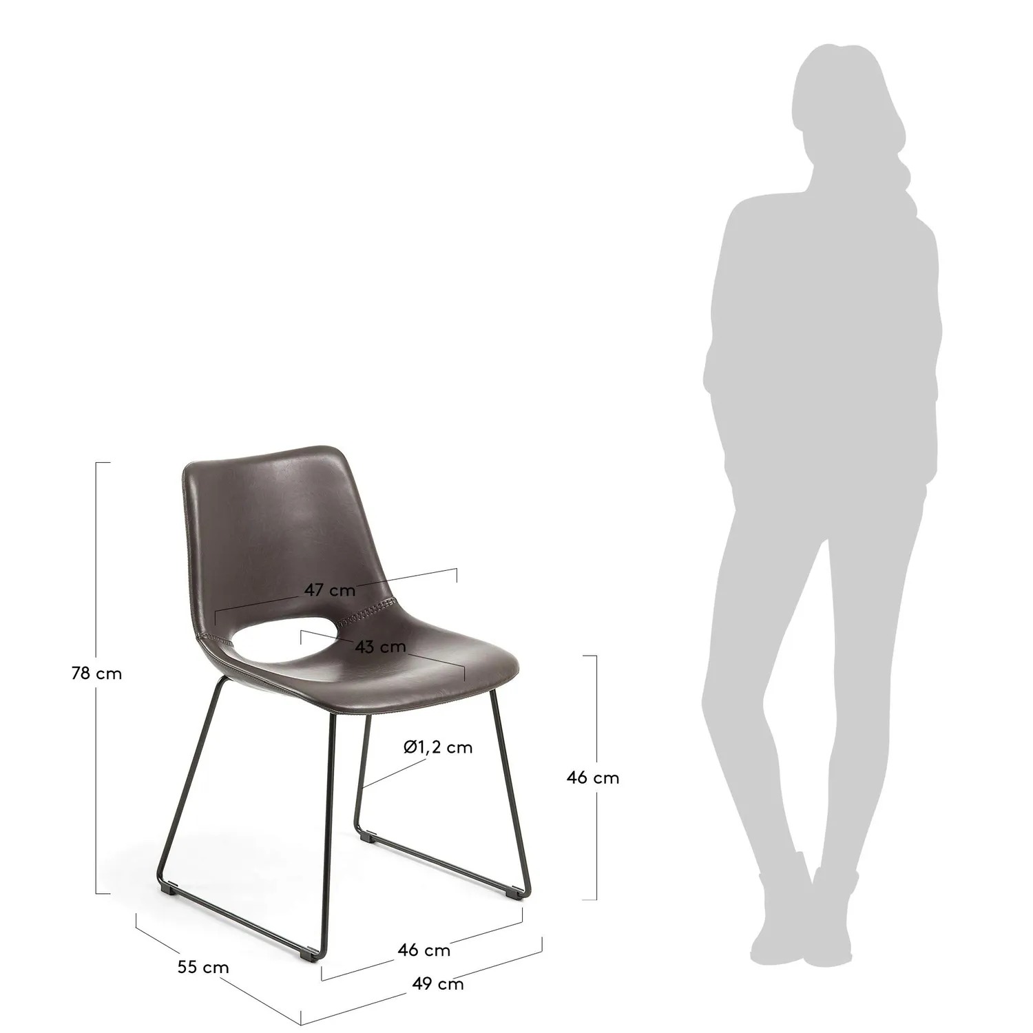Kave Home Zahara Esszimmerstuhl Kunstleder