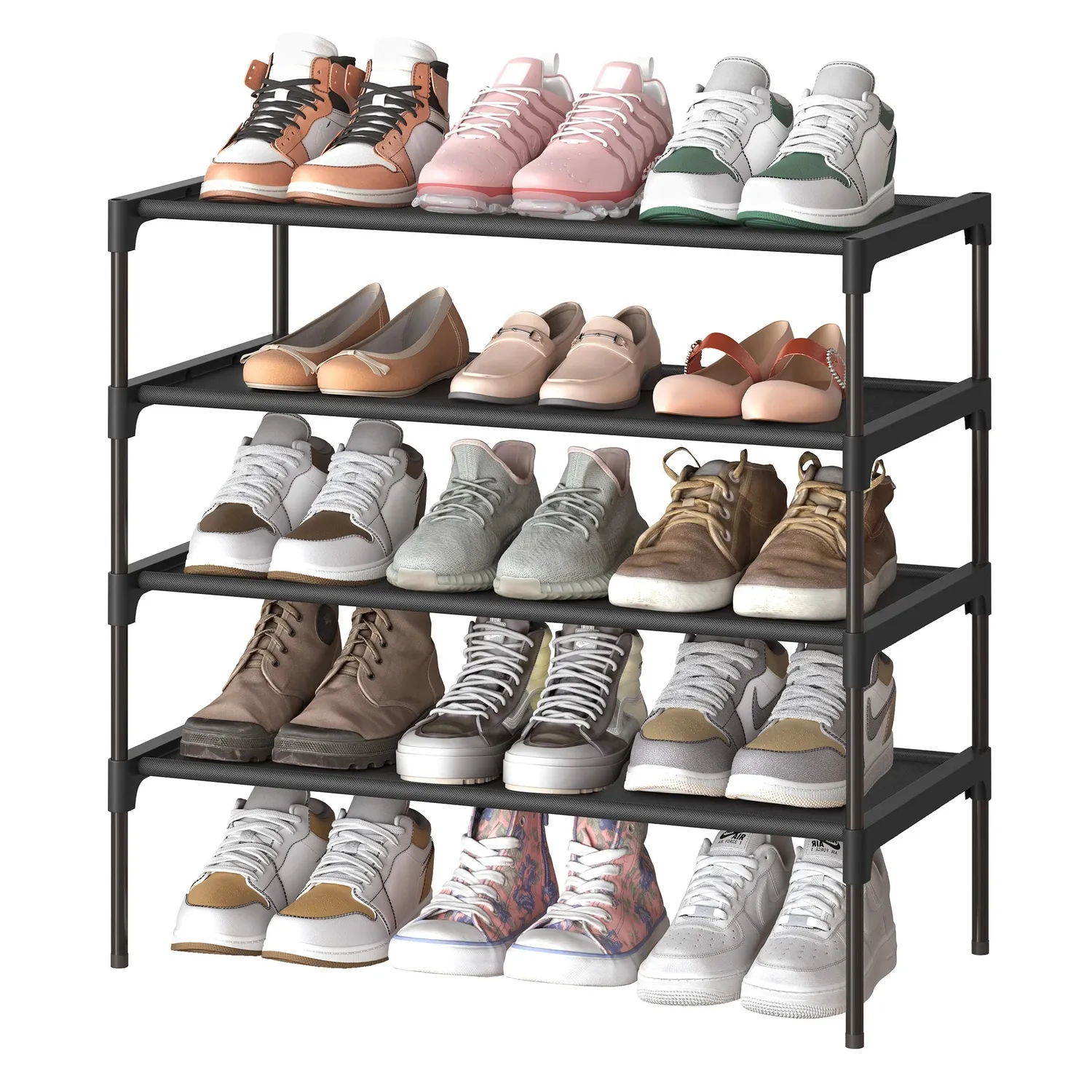 In And OutdoorMatch Schuhregal 4 Fächer Metall Vliesstoff