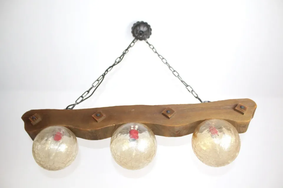 Mon Ami(e) Vintage Landhaus-Lampe Holzbalken 84,5 cm
