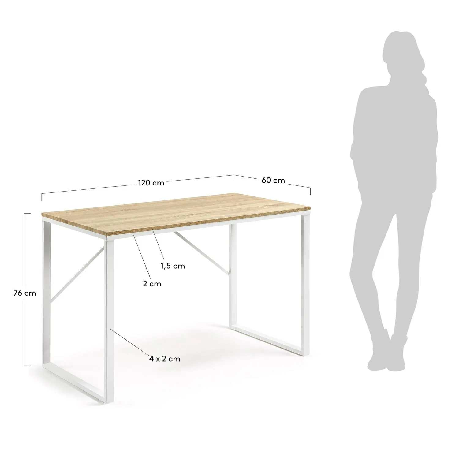 Kave Home Talbot Schreibtisch 120 x 60 cm Holz weiß