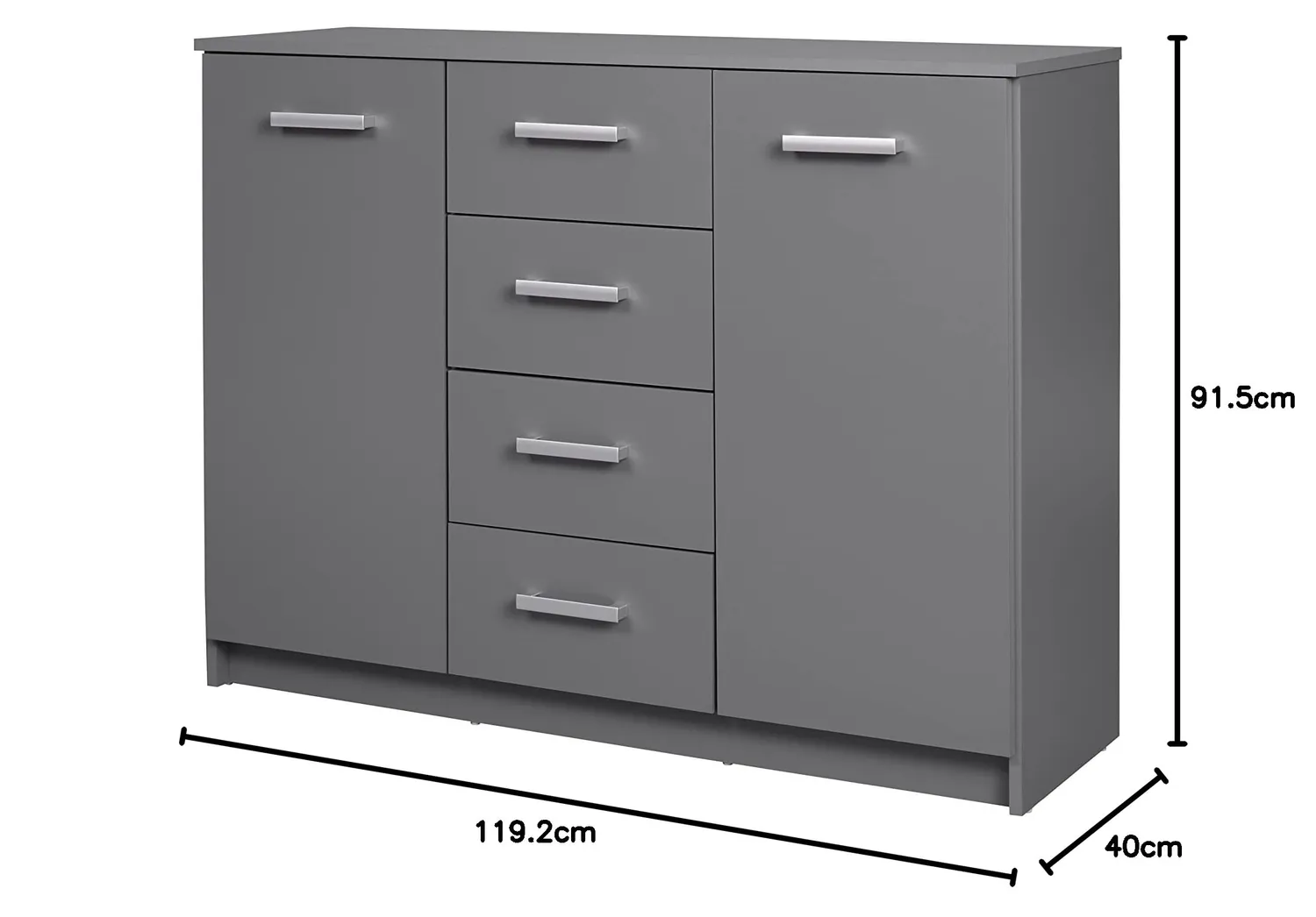 Inter Link Elenzio 2T4S Kommode 119 cm Grau