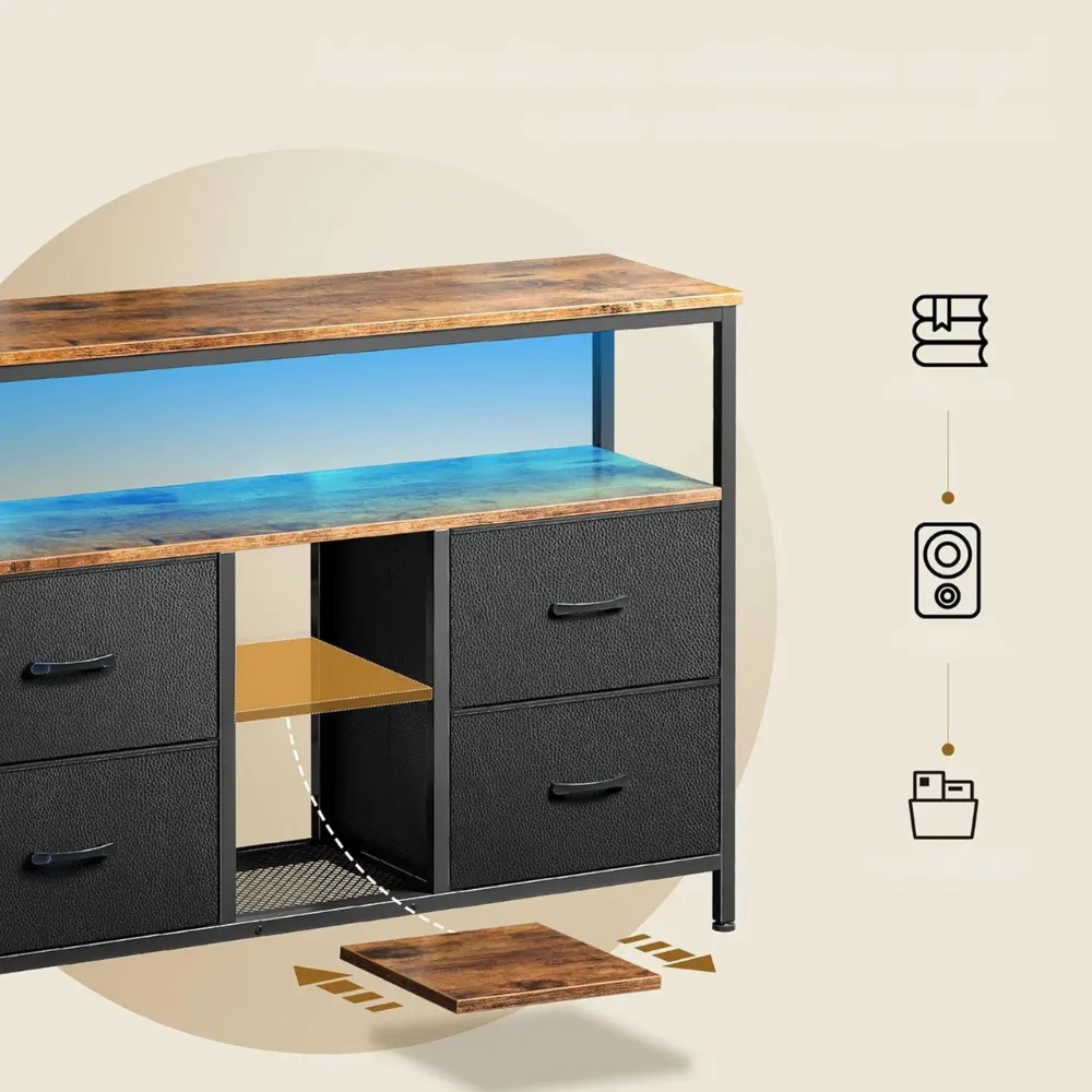 In And OutdoorMatch TV-Schrank mit 4 Schubladen und LED